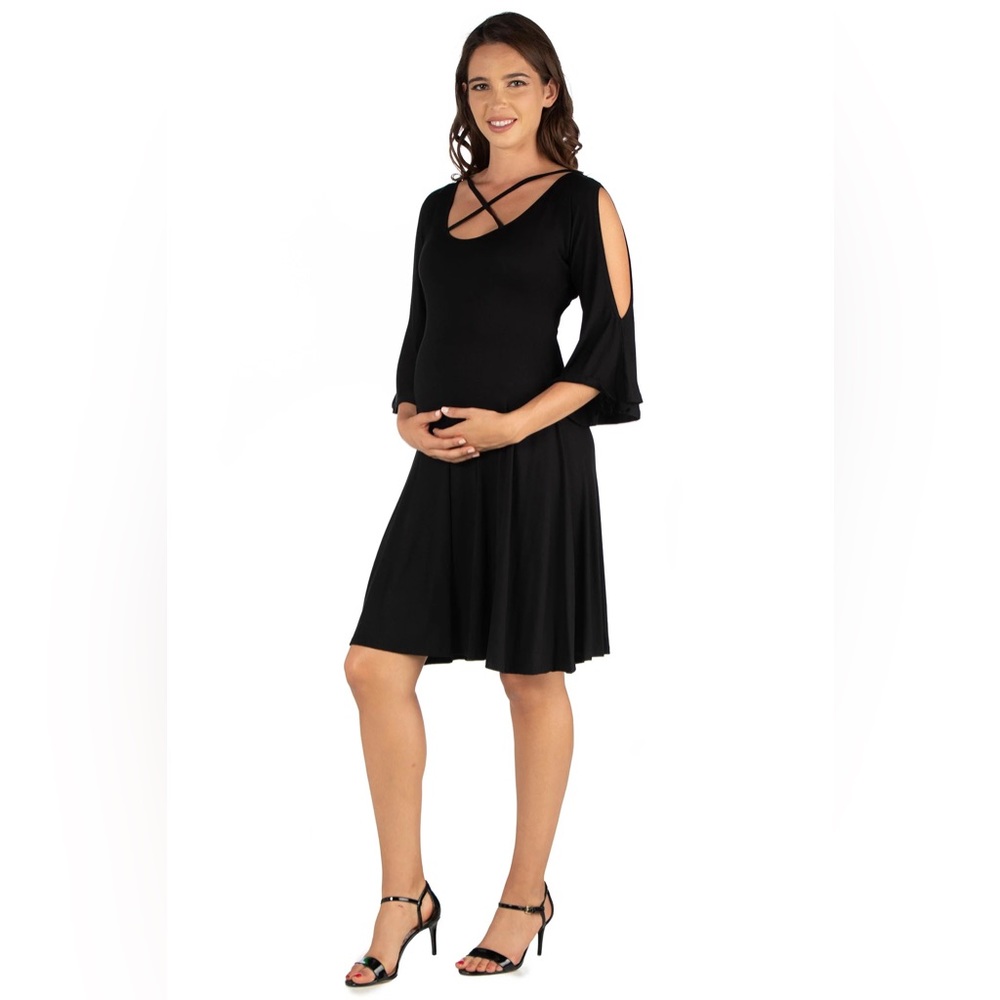 NEW with tags!  Maternity Knee Length Cold Shoulder Dress, size small.